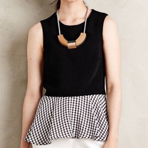 BAILEY 44 $298 Black White Sleeveless Gingham Asymmetric Overlay Tunic Top XS